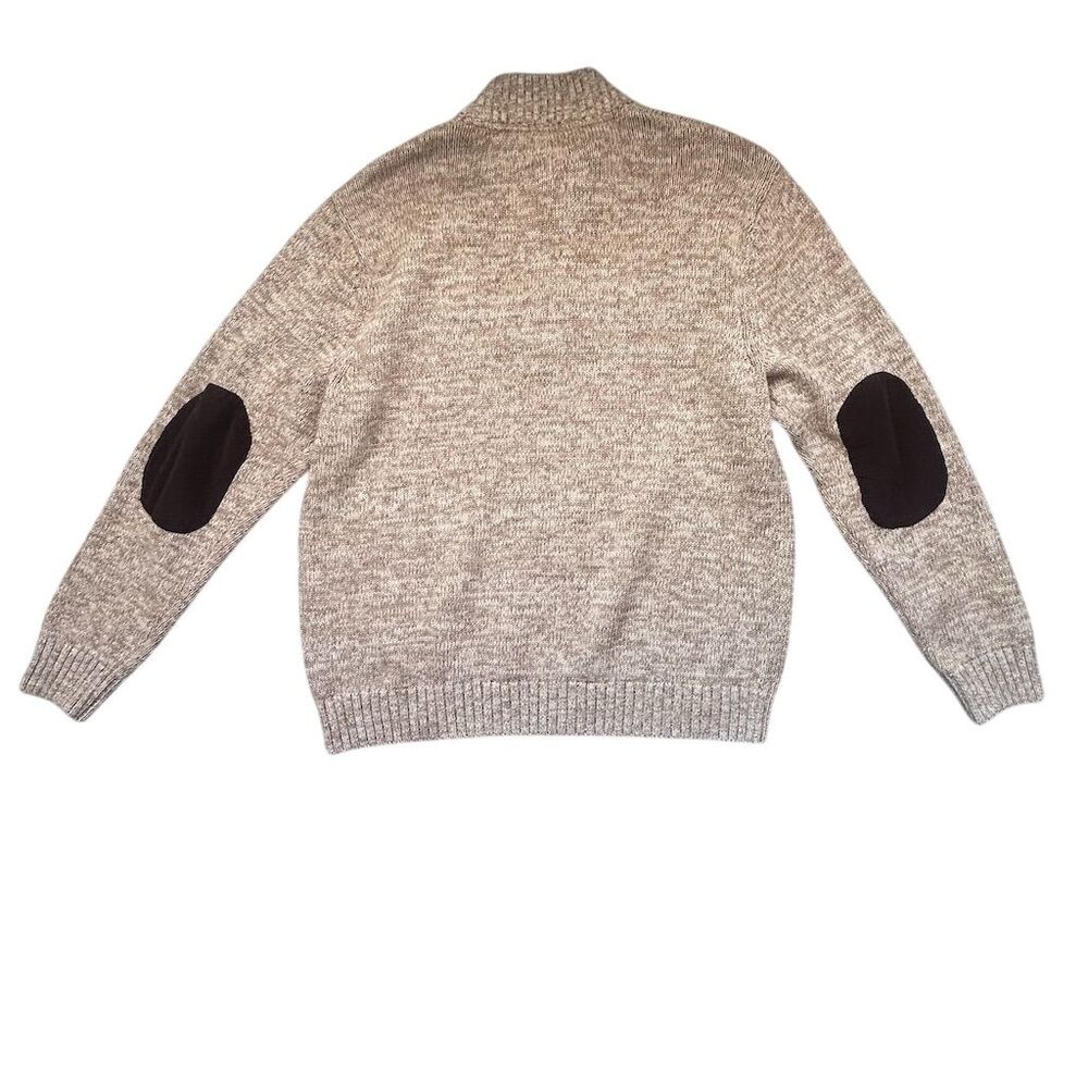 Chaps Men's  Size XL Beige Knit Pullover Sweater with Elbow Patches - Picture 5 of 6